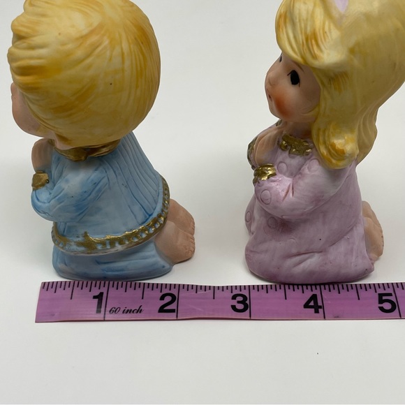 Vintage Praying Children Set of 2 Blonde Boy and Girl Ceramic Hand Painted - Picture 11 of 12
